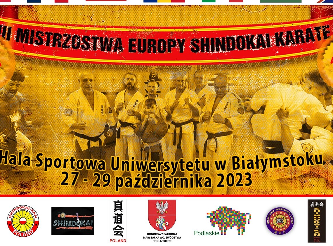Plakat z napisem: III Mistrzostwa Europy Shindokai Karate