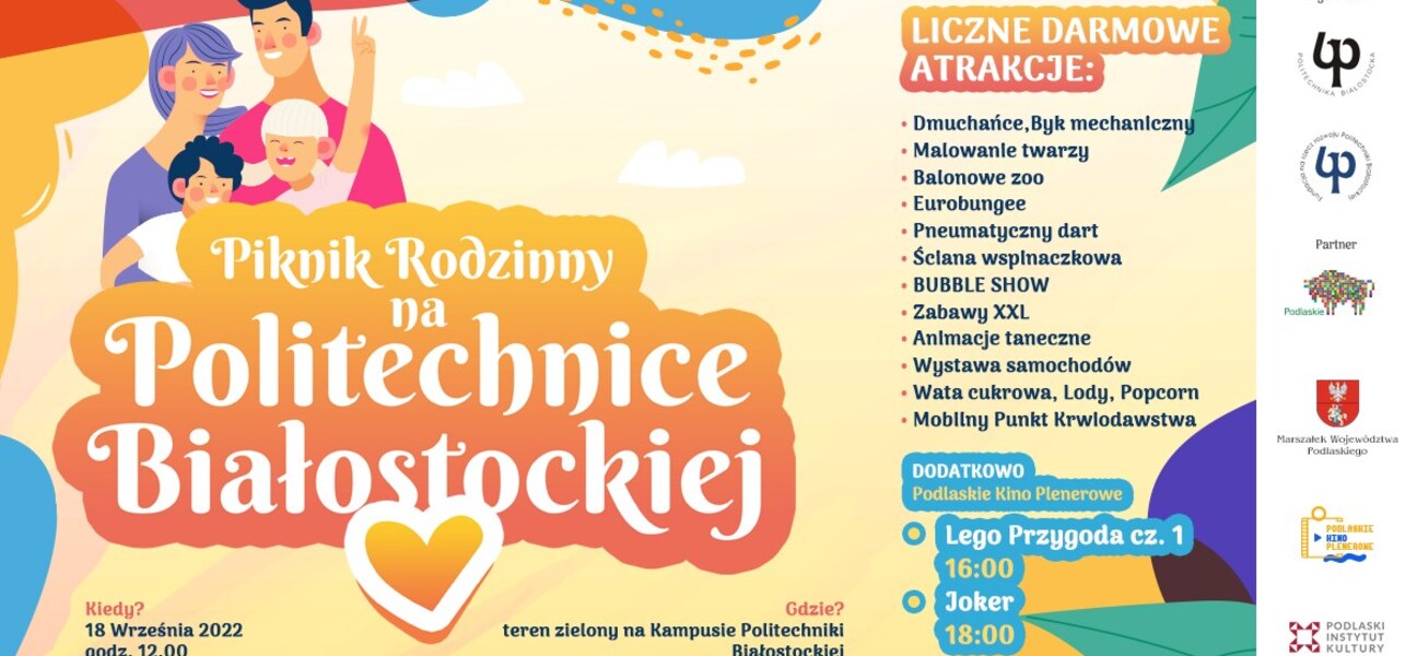 Plakat promujący piknik. Widoczne są na nim informacje o wydarzeniu