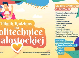 Plakat promujący piknik. Widoczne są na nim informacje o wydarzeniu