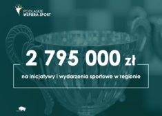 plansza z napisem 2 mln 795 tys. zł. na inicjatywy i wydarzenia sportowe w regionie
