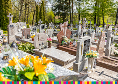 Nagrobki na cmentarzu z napisami w języku litewskim