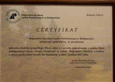Zdjęcie certyfikatu dot. sadzonek poświęconych przez Ojca Świetego Franciszka