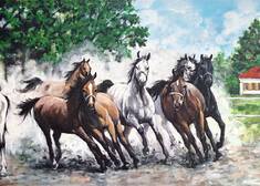 Obraz koni w galopie