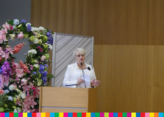 Wiesława  Burnos w trakcie przemowy