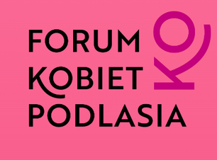 Różowa grafika z napisem forum kobiet podlasia