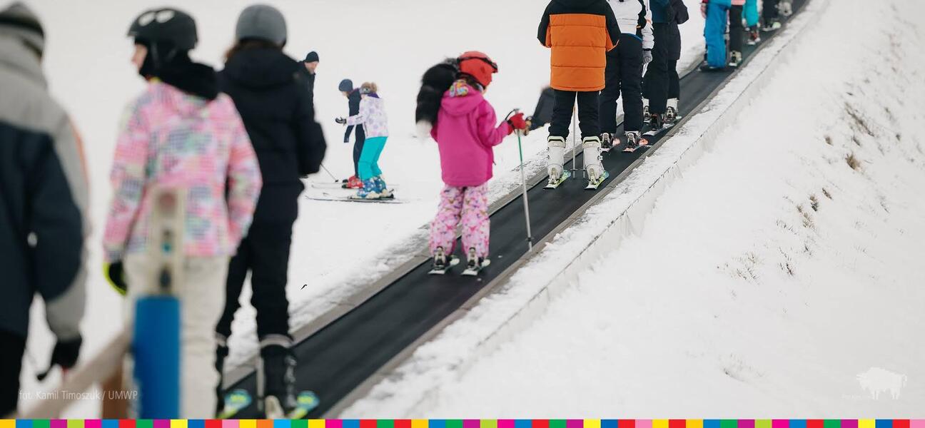 Dzieci jeżdżące na nartach