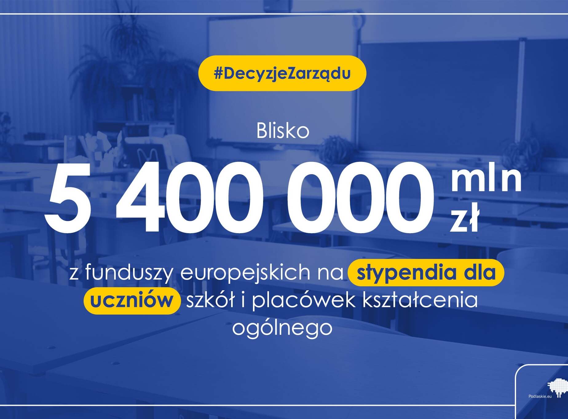 5,4 mln zł z funduszy europejskich na stypendia dla uczniów