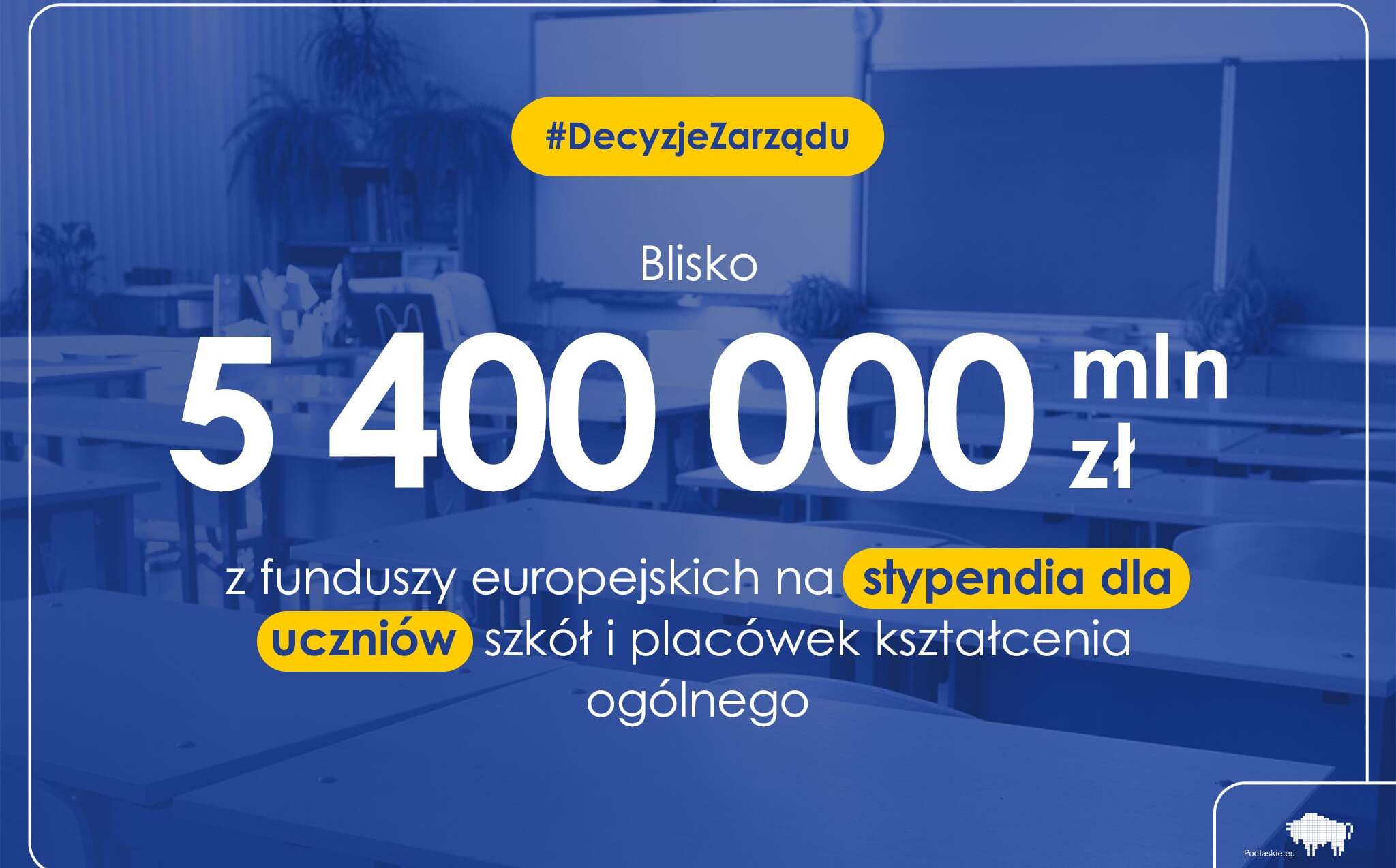 5,4 mln zł z funduszy europejskich na stypendia dla uczniów